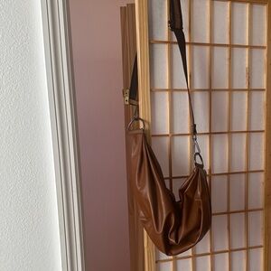 HAUTE SHORE Brown Faux Leather Sling Bag
